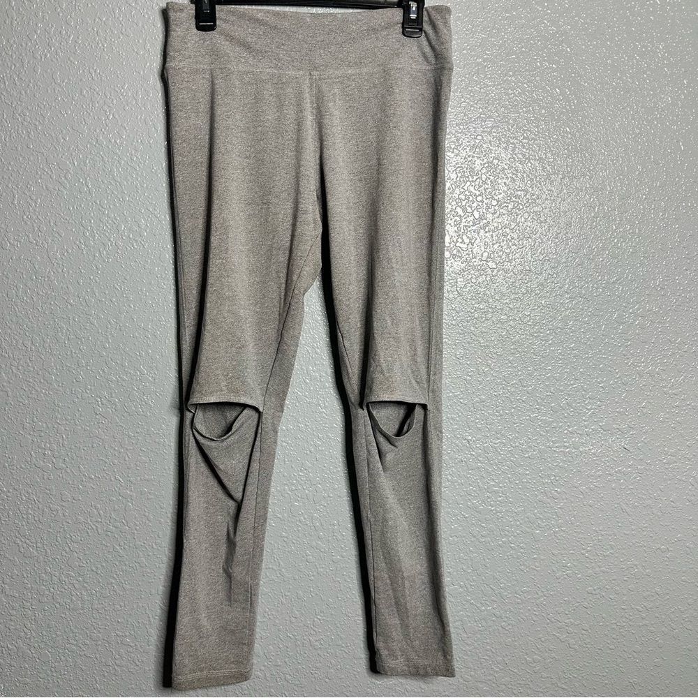 Victorias Secret Grey Leffings Women Like New Ripped Knee Style Size XL